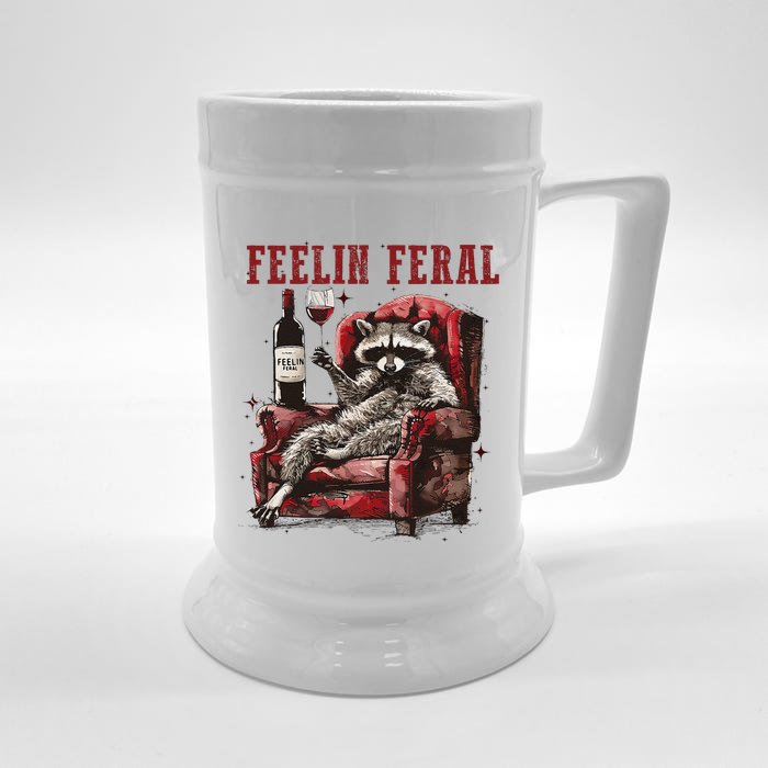 Feeling Feral Racoon Front & Back Beer Stein