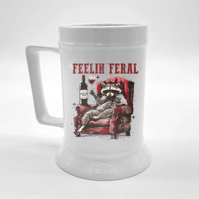 Feeling Feral Racoon Front & Back Beer Stein