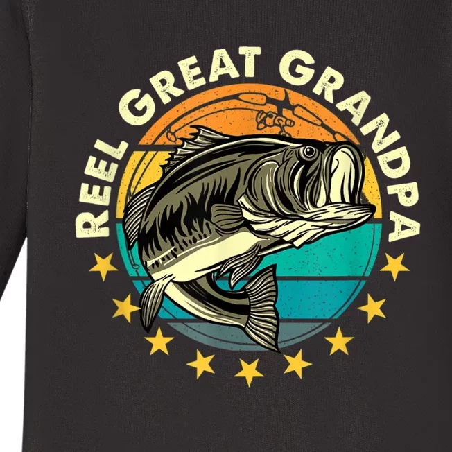 Funny Fishermen Reel Great Grandpa Mens Fishing Grandfather Baby Long Sleeve Bodysuit