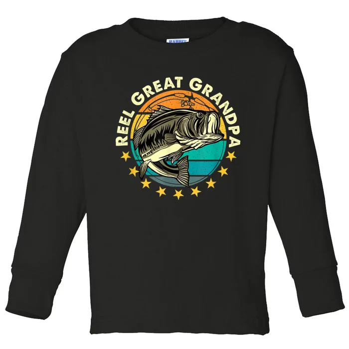 Funny Fishermen Reel Great Grandpa Mens Fishing Grandfather Toddler Long Sleeve Shirt