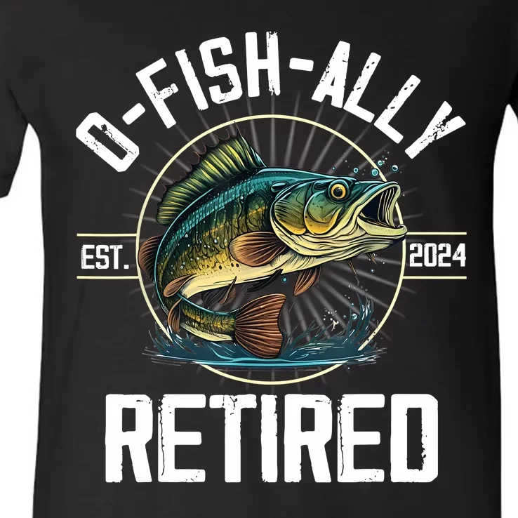 Fisherman Fishing Retirement Gift Ofishally Retired 2024 V-Neck T-Shirt