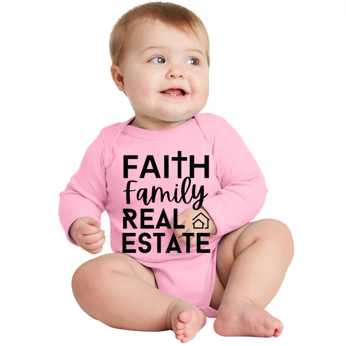 Faith Family Real Estate Agent Realtor Christian Jesus Baby Long Sleeve Bodysuit