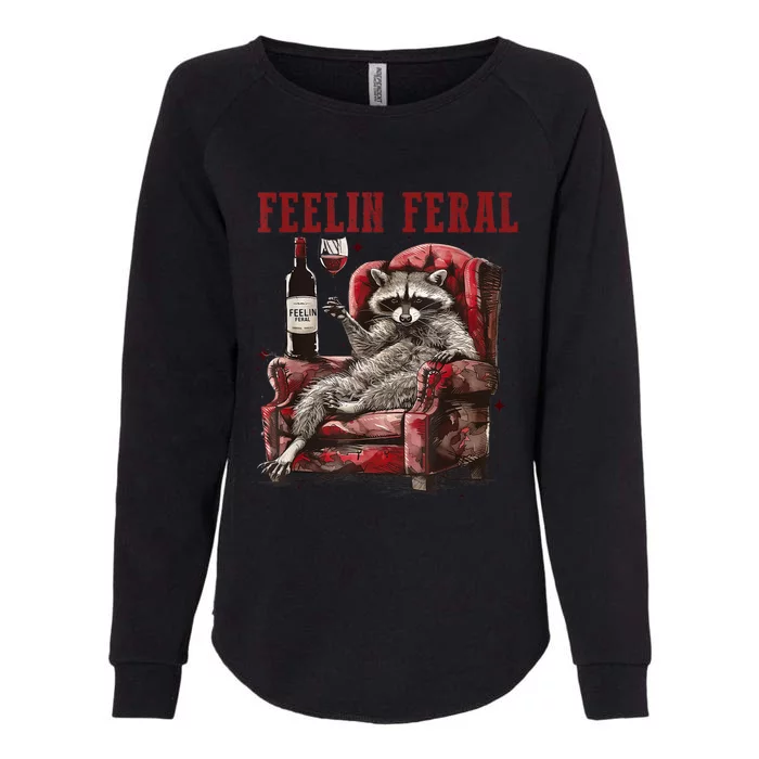 Feeling Feral Racoon Womens California Wash Sweatshirt