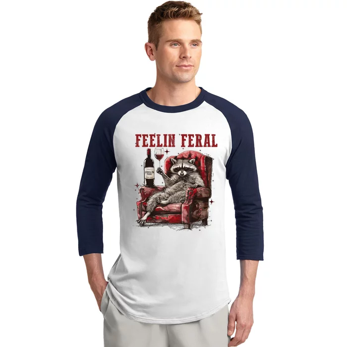 Feeling Feral Racoon Baseball Sleeve Shirt