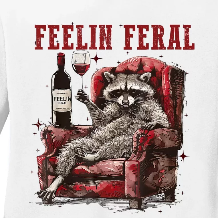 Feeling Feral Racoon Ladies Long Sleeve Shirt