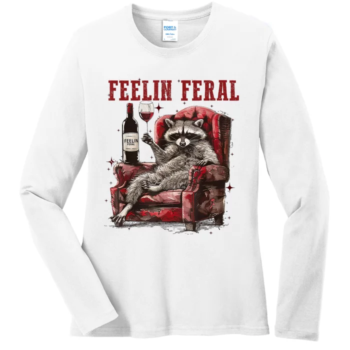 Feeling Feral Racoon Ladies Long Sleeve Shirt