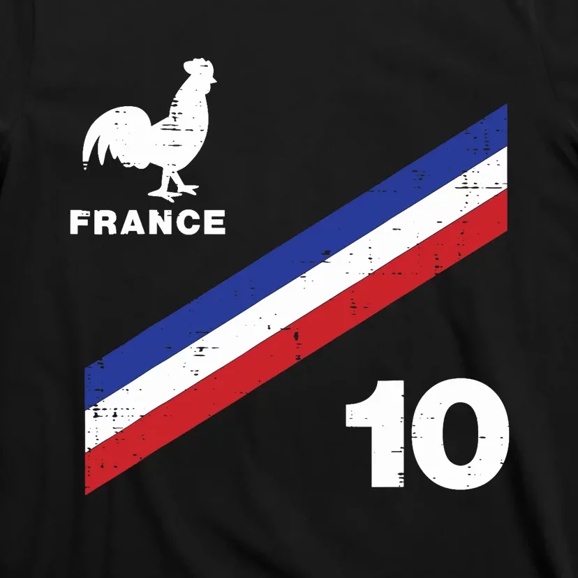 France Flag Rooster Number 10 Soccer Fan Boy T-Shirt