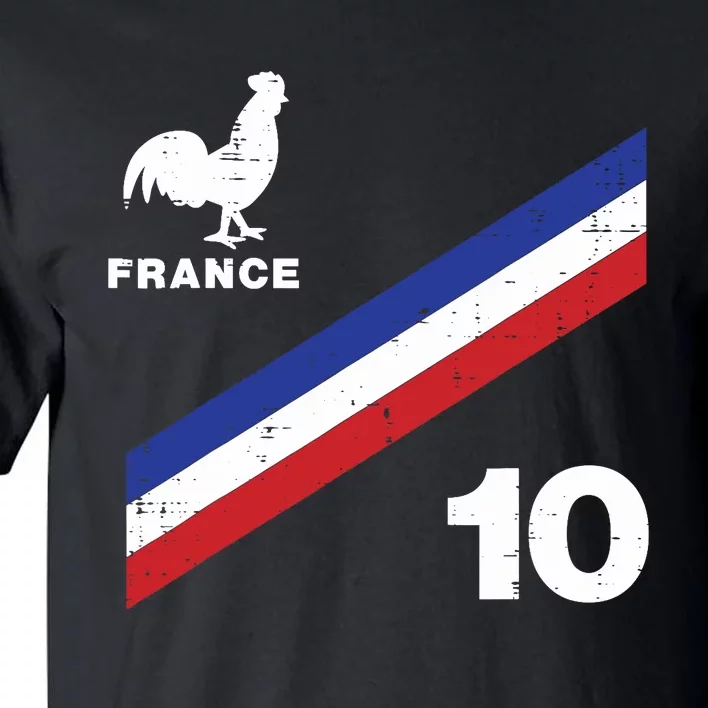 France Flag Rooster Number 10 Soccer Fan Boy Tall T-Shirt