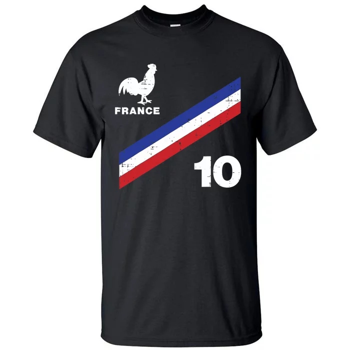 France Flag Rooster Number 10 Soccer Fan Boy Tall T-Shirt