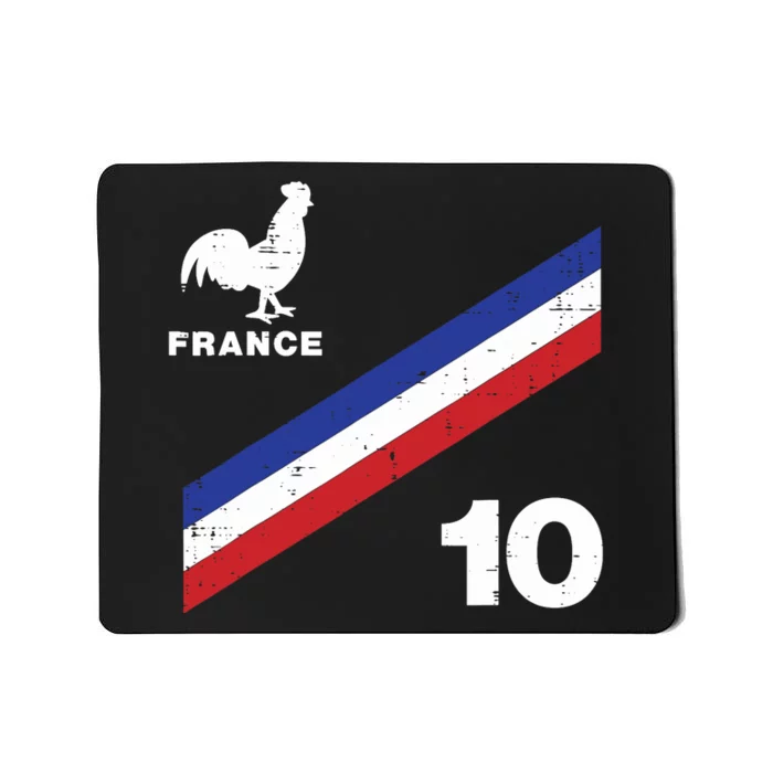 France Flag Rooster Number 10 Soccer Fan Boy Mousepad