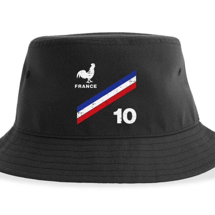 France Flag Rooster Number 10 Soccer Fan Sustainable Bucket Hat