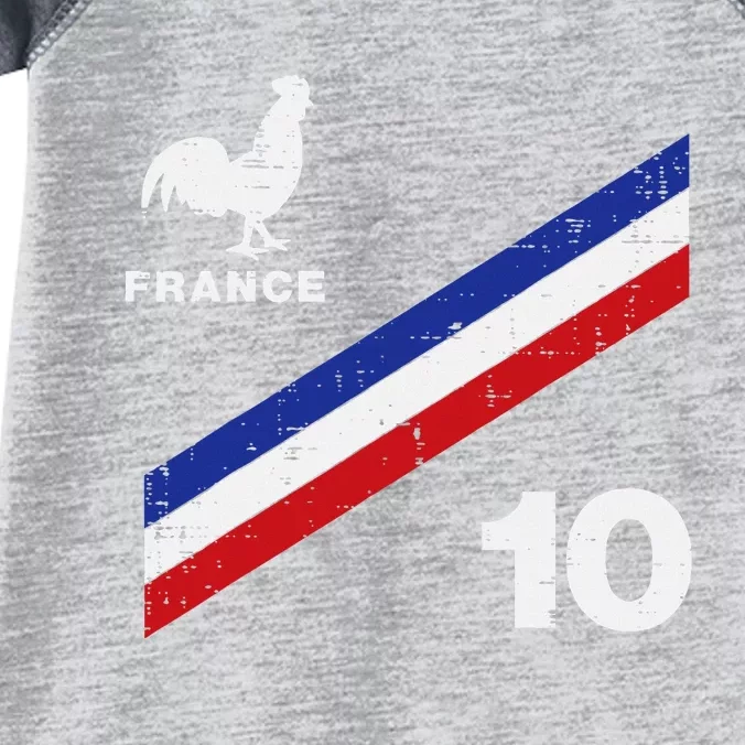 France Flag Rooster Number 10 Soccer Fan Infant Baby Jersey Bodysuit