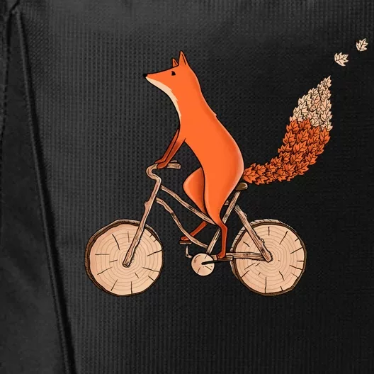 Funny Fox Riding A Wooden Bicycle City Backpack