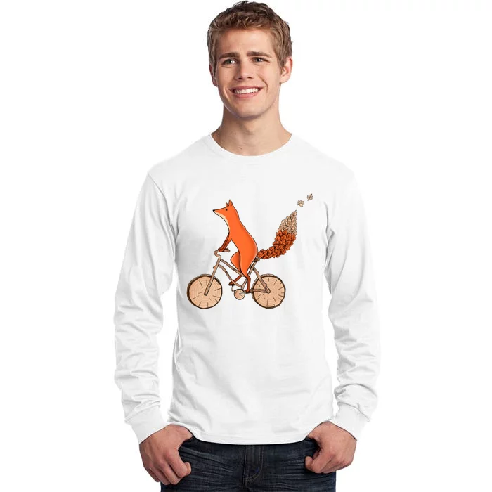 Funny Fox Riding A Wooden Bicycle Tall Long Sleeve T-Shirt