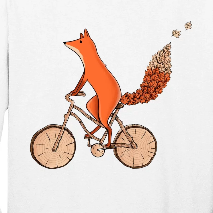 Funny Fox Riding A Wooden Bicycle Tall Long Sleeve T-Shirt