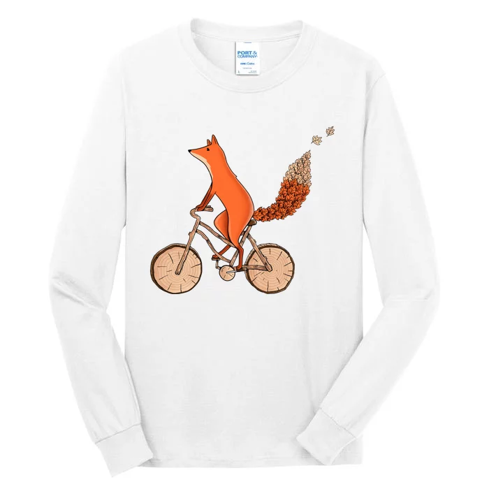 Funny Fox Riding A Wooden Bicycle Tall Long Sleeve T-Shirt