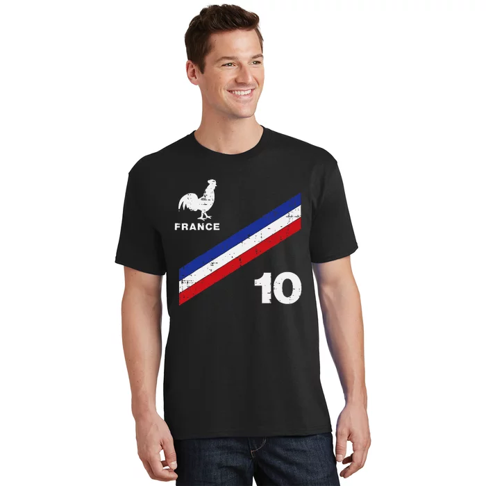 France Flag Rooster Number 10 Soccer T-Shirt