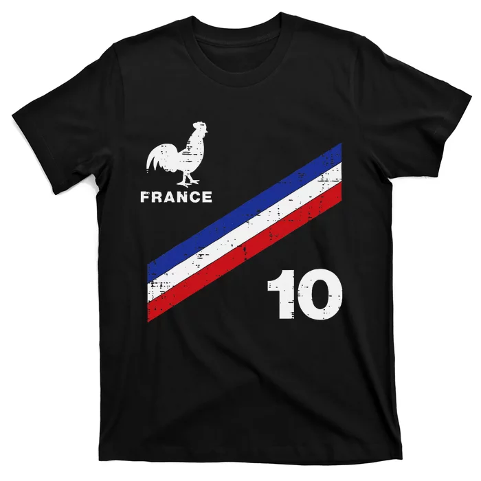 France Flag Rooster Number 10 Soccer T-Shirt