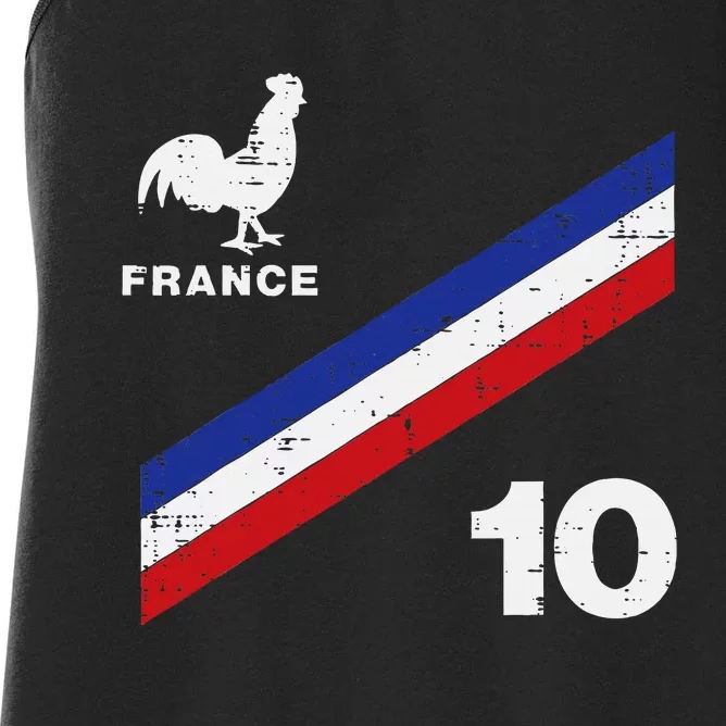 France Flag Rooster Number 10 Soccer Women's Racerback Tank