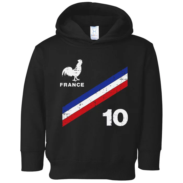 France Flag Rooster Number 10 Soccer Toddler Hoodie