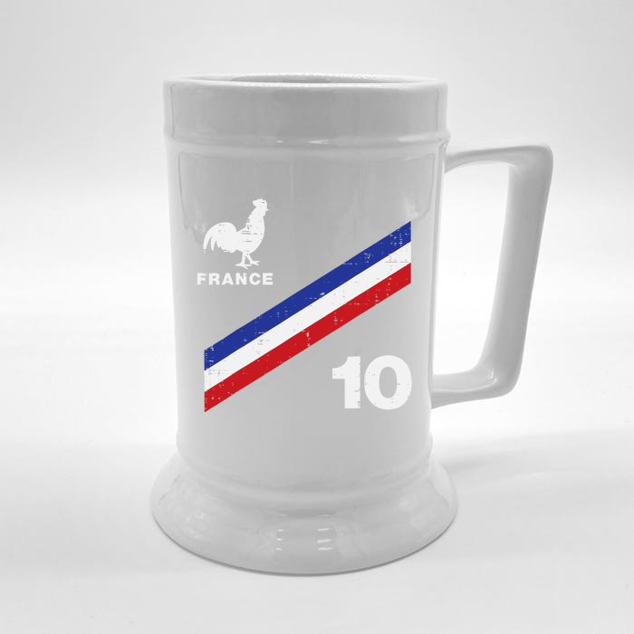 France Flag Rooster Number 10 Soccer Fan Front & Back Beer Stein