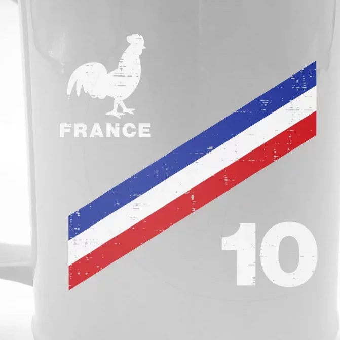 France Flag Rooster Number 10 Soccer Fan Front & Back Beer Stein