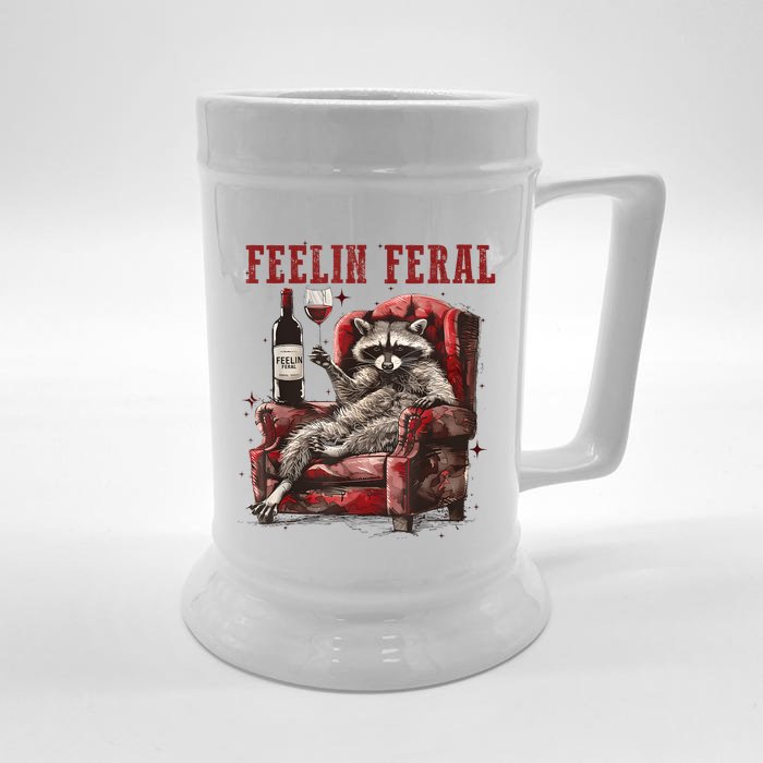 Feeling Feral Racoon Front & Back Beer Stein