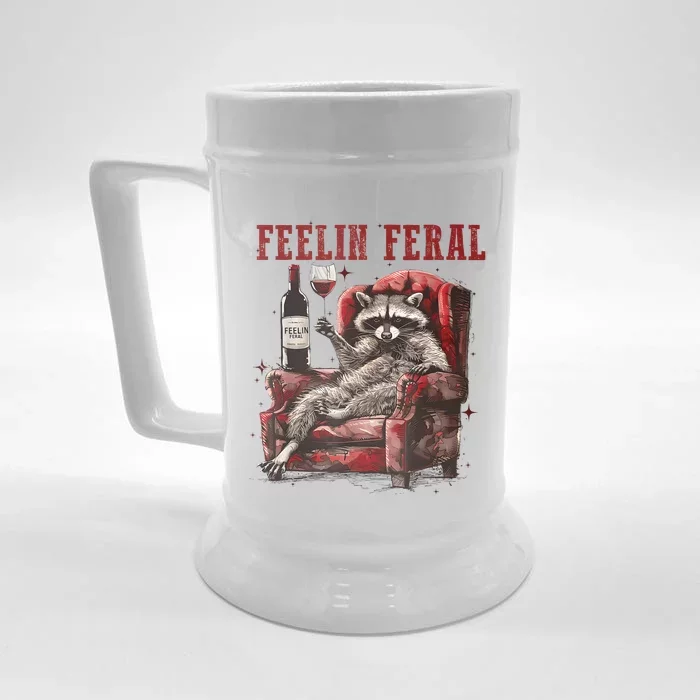 Feeling Feral Racoon Front & Back Beer Stein