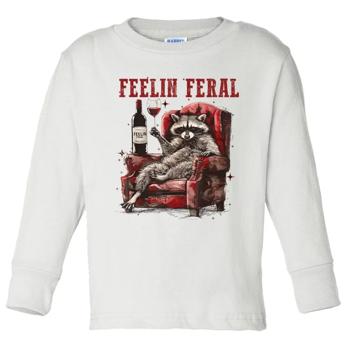 Feeling Feral Racoon Toddler Long Sleeve Shirt