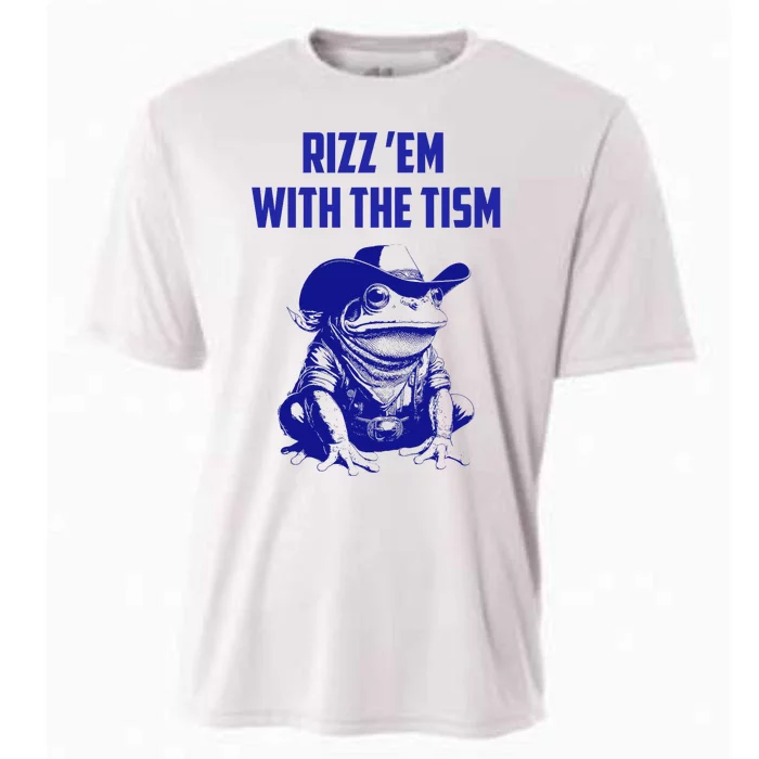 Funny Frog Rizz Em With The Tism Cooling Performance Crew T-Shirt