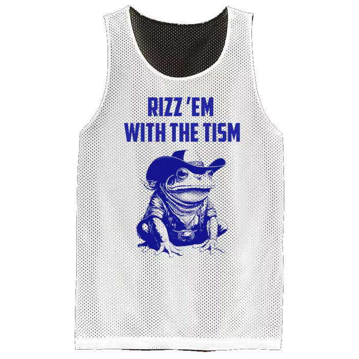 Funny Frog Rizz Em With The Tism Mesh Reversible Basketball Jersey Tank