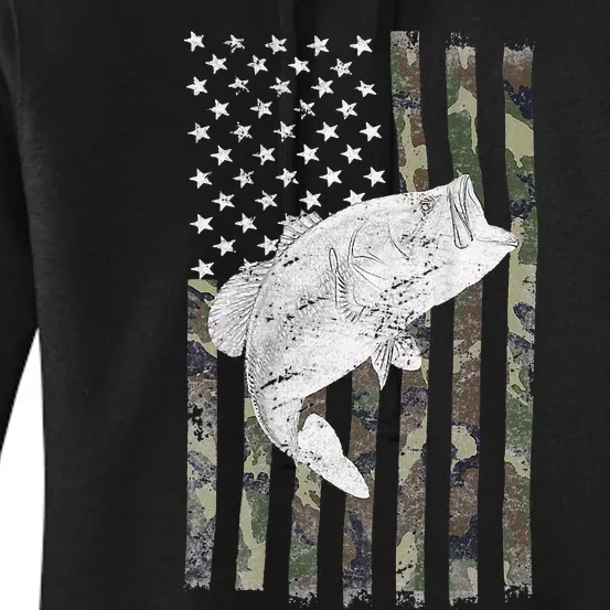 Fishing Fly Rod American Flag gift for Fisherman Women's Pullover Hoodie