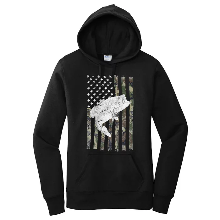 Fishing Fly Rod American Flag gift for Fisherman Women's Pullover Hoodie