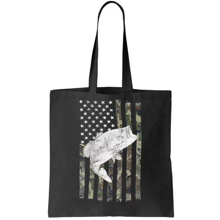 Fishing Fly Rod American Flag gift for Fisherman Tote Bag