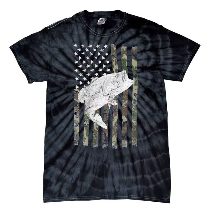 Fishing Fly Rod American Flag gift for Fisherman Tie-Dye T-Shirt