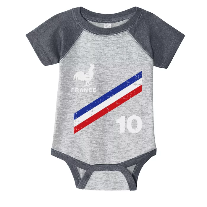 France Flag Rooster Number 10 Soccer Fan Infant Baby Jersey Bodysuit