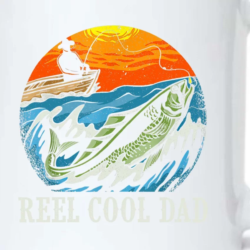 Funny Fisher Retro Sunset Reel Cool Dad Fishing Gift Black Color Changing Mug