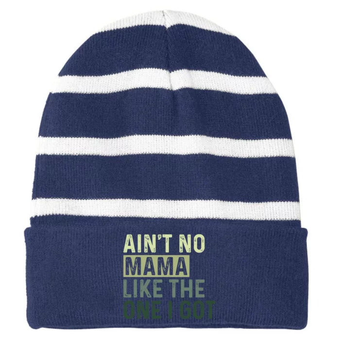 Funny Family Reunion Mom Striped Beanie with Solid Band