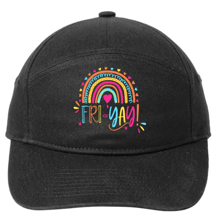 Fri-Yay Friday Rainbow Funny Teacher Tees 7-Panel Snapback Hat