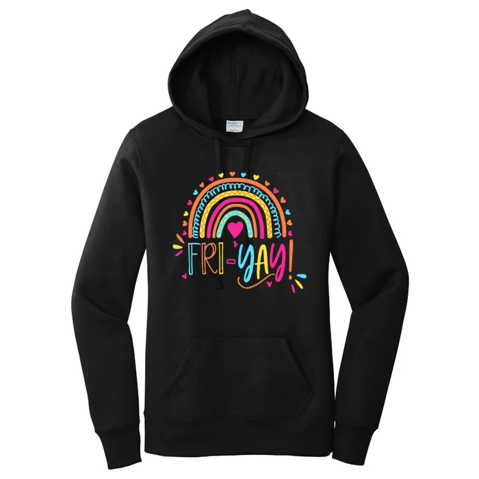 Fri-Yay Friday Rainbow Funny Teacher Tees Women's Pullover Hoodie