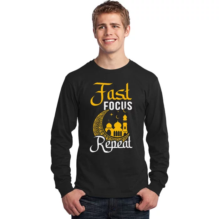 Fast Focus Repeat Iftar Suhoor Eid Al.Fitr Celebration Tall Long Sleeve T-Shirt