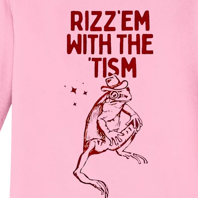 Funny Frog Rizz Em With The Tism Baby Long Sleeve Bodysuit