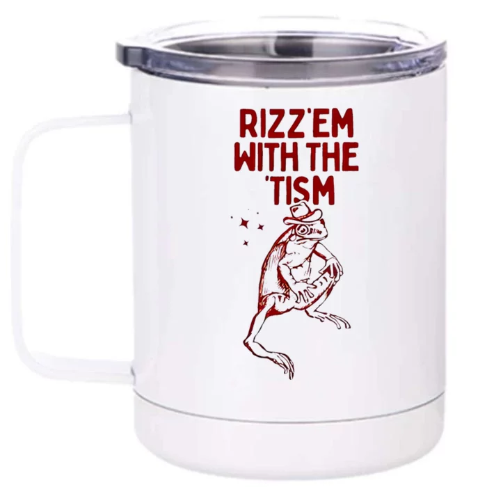 Funny Frog Rizz Em With The Tism Front & Back 12oz Stainless Steel Tumbler Cup