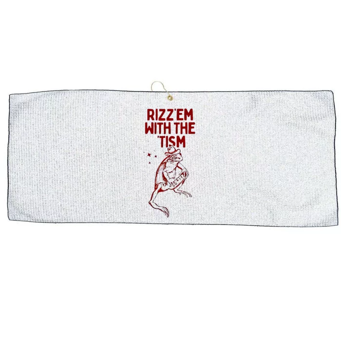 Funny Frog Rizz Em With The Tism Large Microfiber Waffle Golf Towel