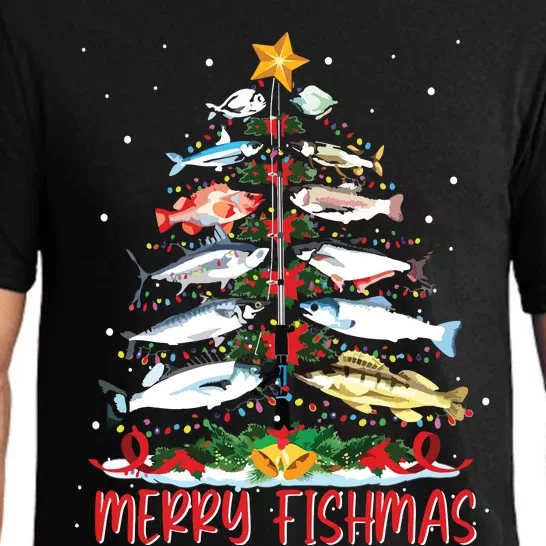 Fish Fishing Rod Christmas Tree Fisherman Merry Fishmas Pajama Set