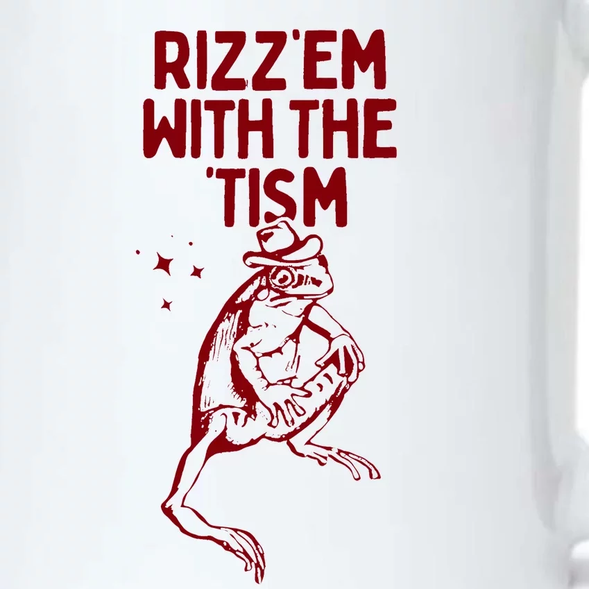 Funny Frog Rizz Em With The Tism Black Color Changing Mug