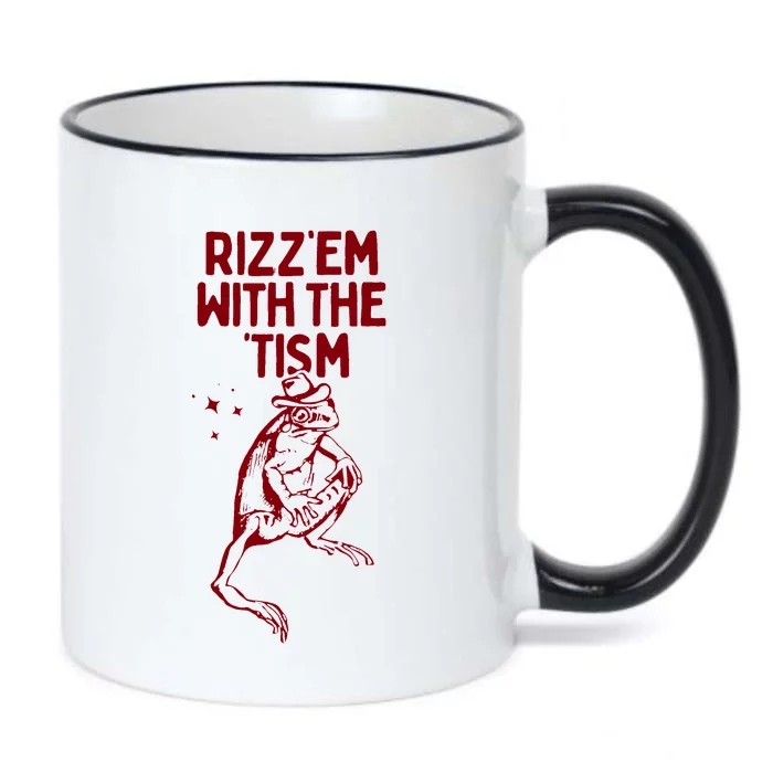 Funny Frog Rizz Em With The Tism Black Color Changing Mug