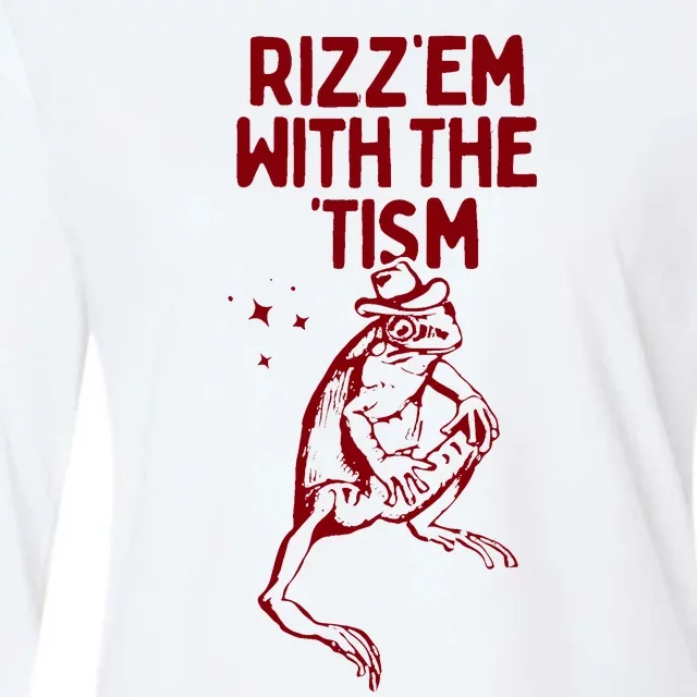 Funny Frog Rizz Em With The Tism Womens Cotton Relaxed Long Sleeve T-Shirt