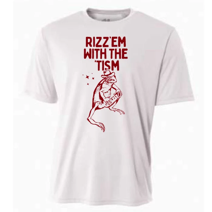 Funny Frog Rizz Em With The Tism Cooling Performance Crew T-Shirt