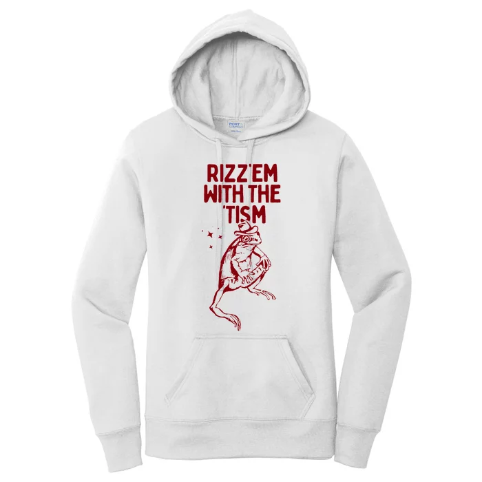 Funny Frog Rizz Em With The Tism Women's Pullover Hoodie